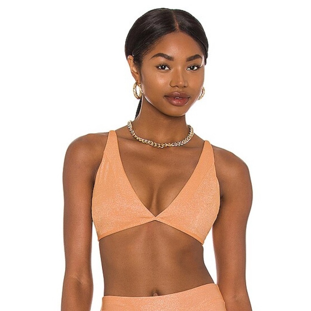PQ Peach Metallic Skylar Bikini Top, Large - Picture 1 of 7